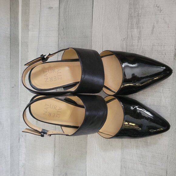 Naturalizer Elena Black Patent Leather Slingback Heels Size 9M - Picture 3 of 7